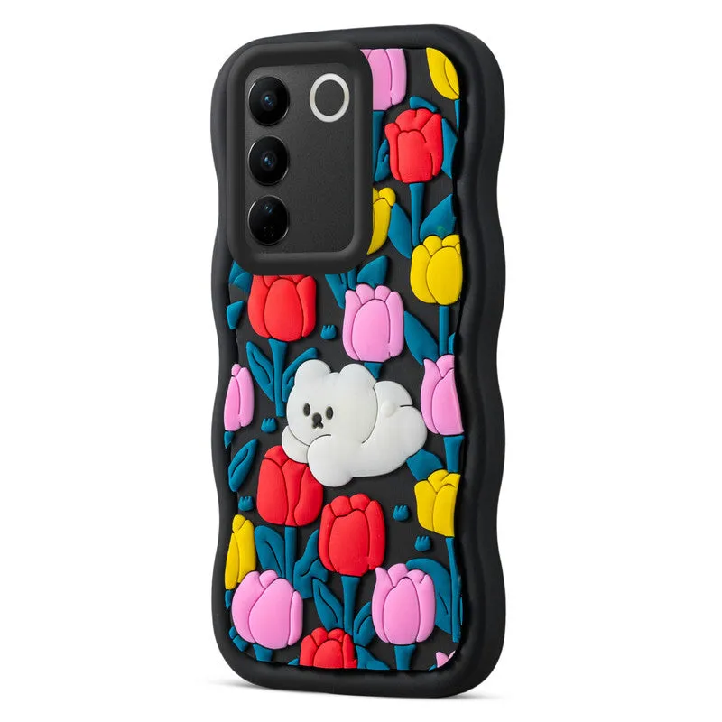 3D Soft Silicone Wave Edges Mobile Back Case For Vivo V27 5G