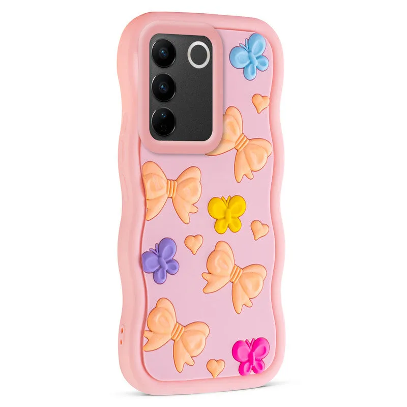 3D Soft Silicone Wave Edges Mobile Back Case For Vivo V27 5G