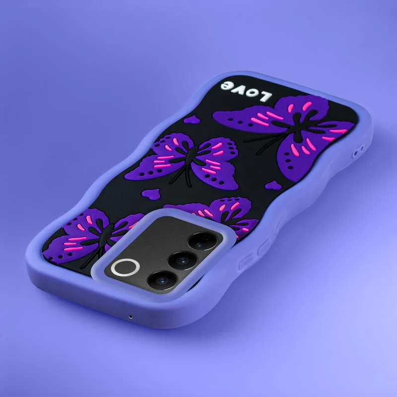 3D Soft Silicone Wave Edges Mobile Back Case For Vivo V27 5G