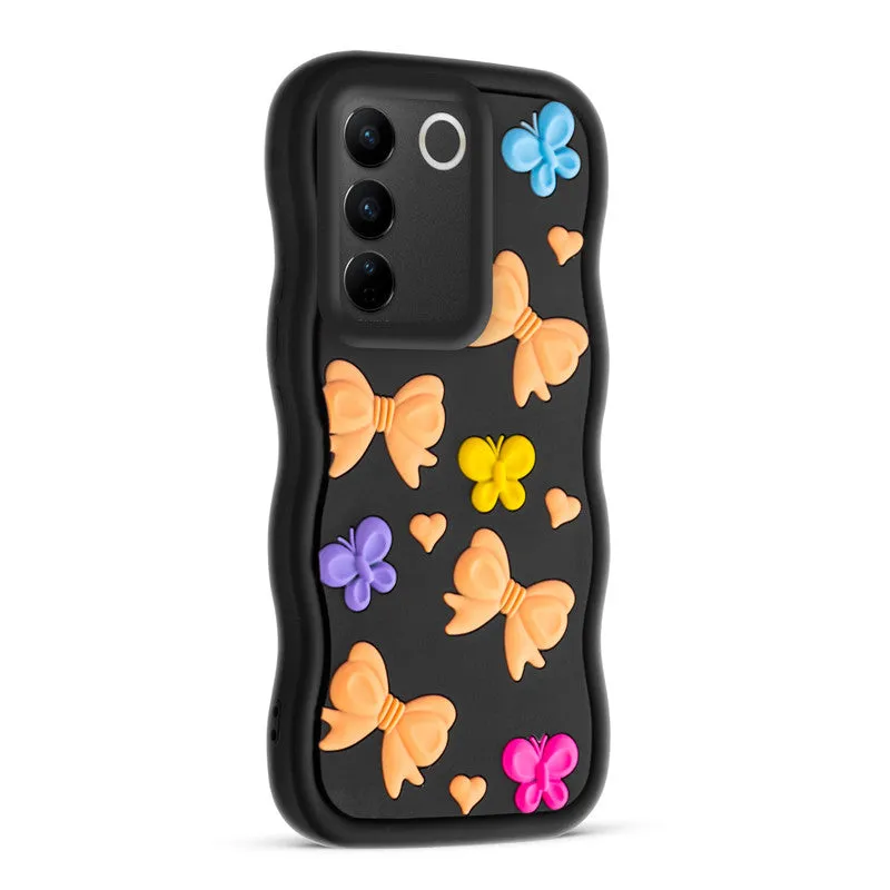 3D Soft Silicone Wave Edges Mobile Back Case For Vivo V27 5G