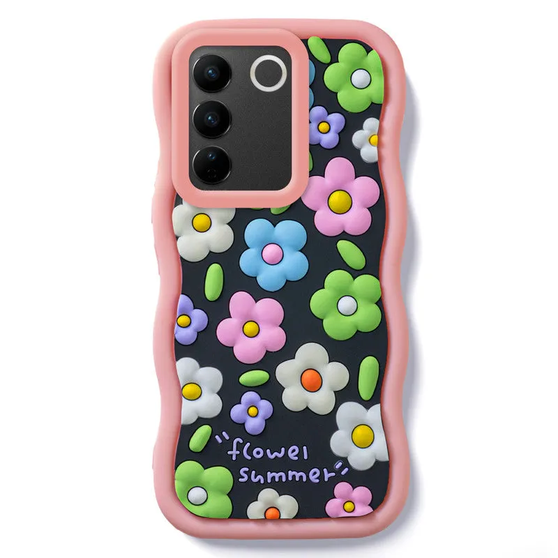 3D Soft Silicone Wave Edges Mobile Back Case For Vivo V27 5G