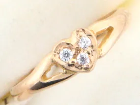 6800 - 19.2k Portuguese Gold Heart Shape C.Z. Kids Ring