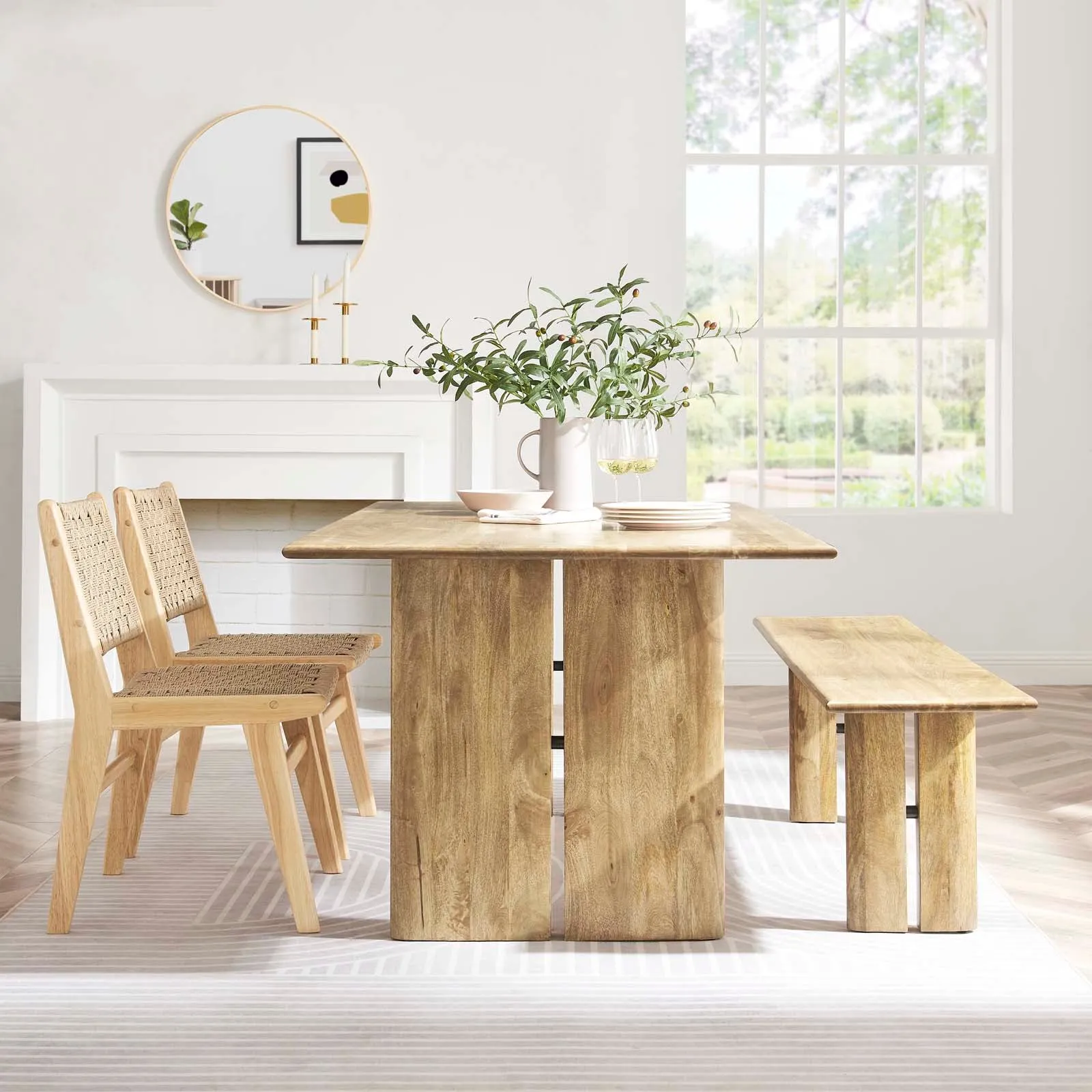 Amistad 72" Wood Dining Table and Bench Set by Modway