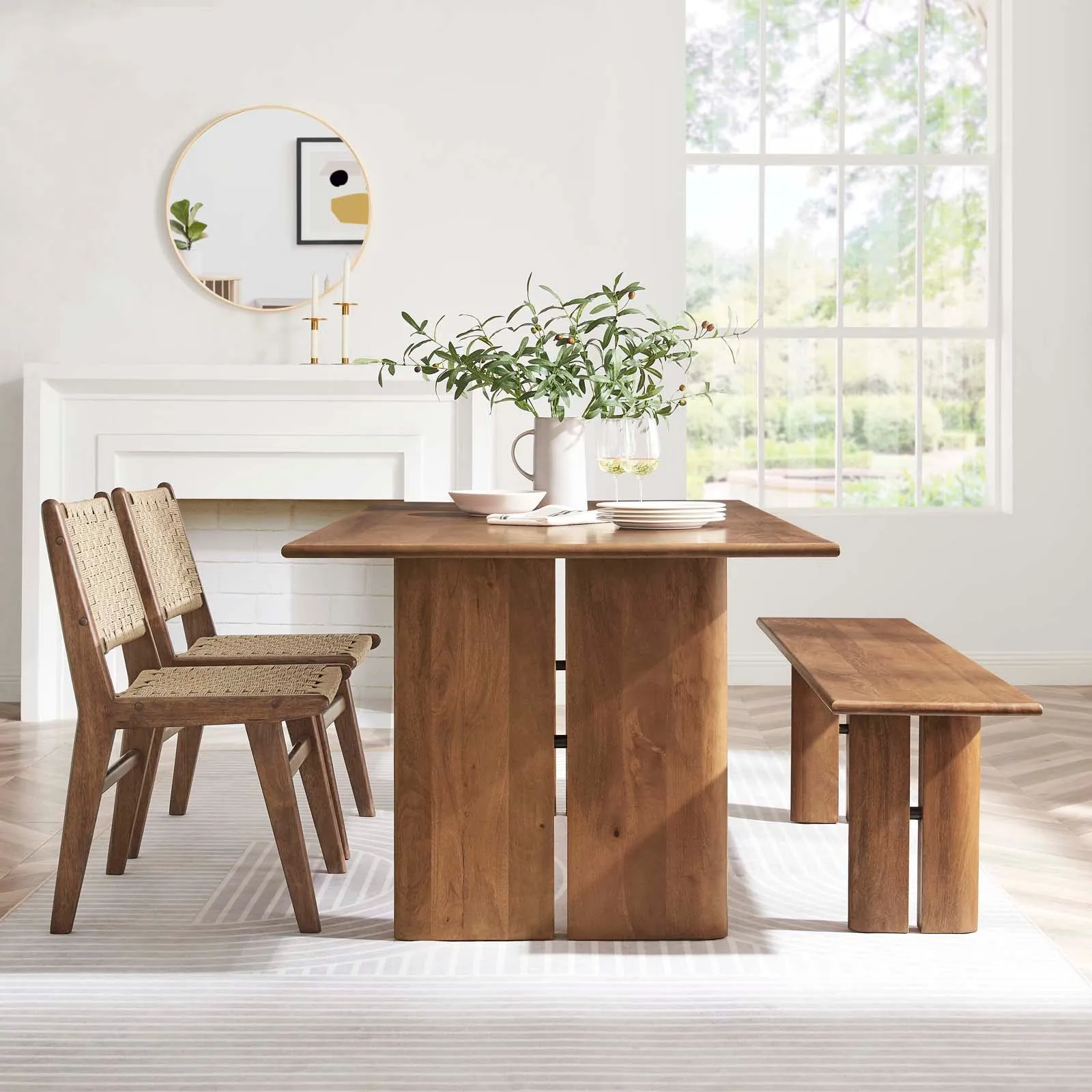 Amistad 72" Wood Dining Table and Bench Set by Modway