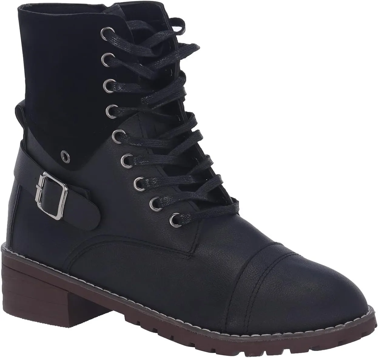 Ankle Boots for Women Leather Combat Boots for Women Fashionable Leather Lace up Pointed Toe Rubber Sole Outdoor Boot