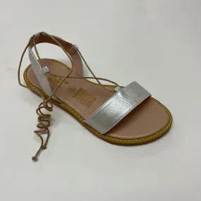 Ankle strap leather sandal -silver