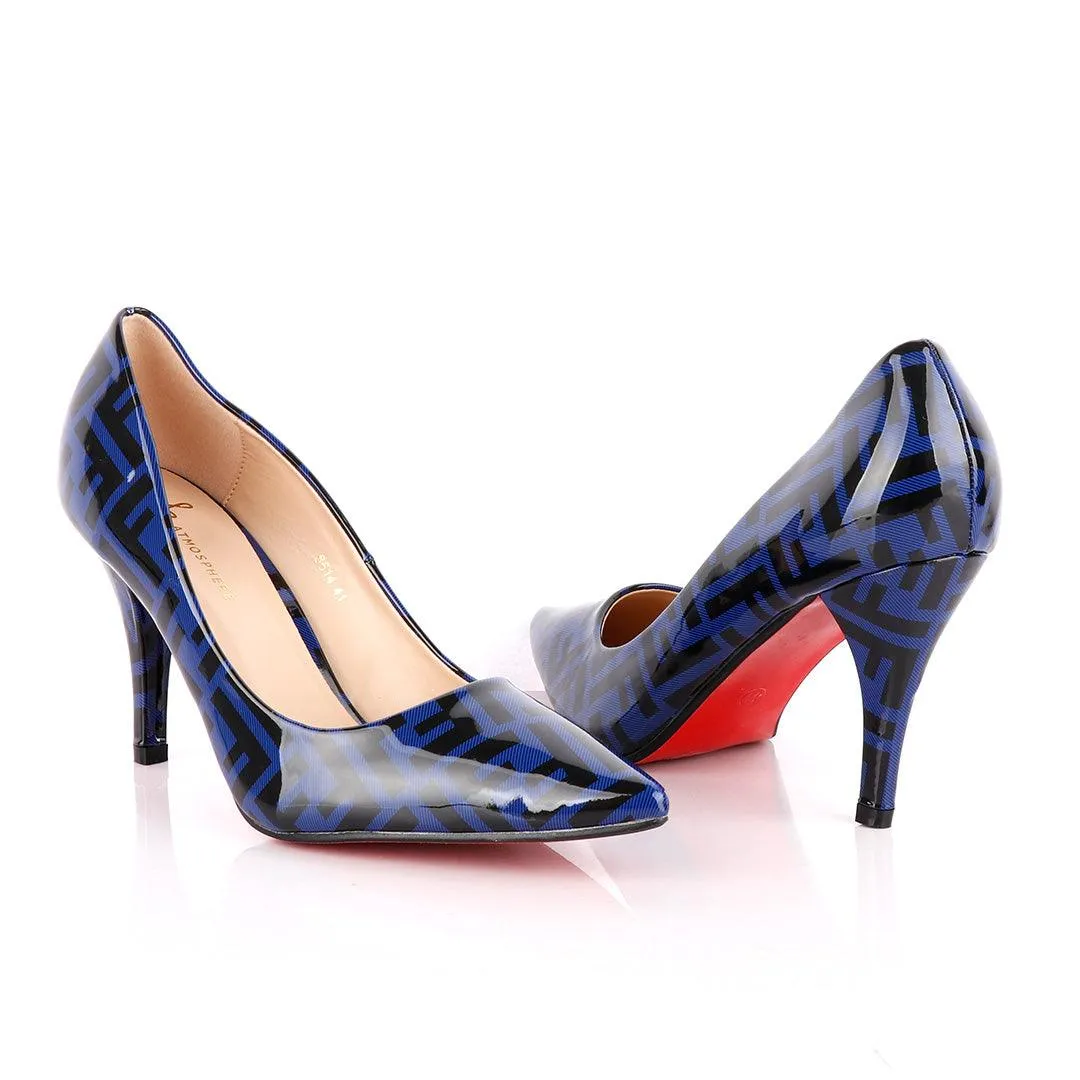Atmosphere Wetlips Classic Blue Thick High Heel Women's Shoe