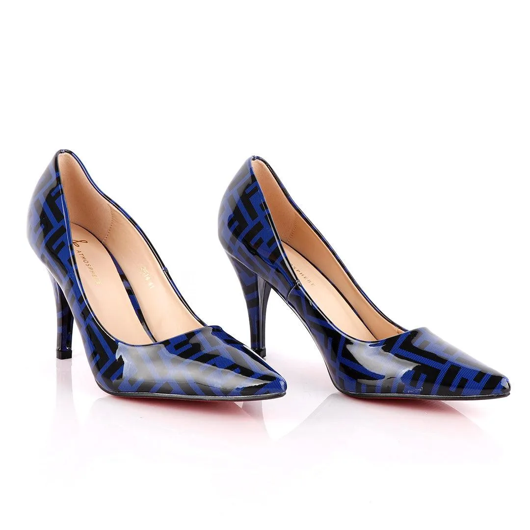 Atmosphere Wetlips Classic Blue Thick High Heel Women's Shoe