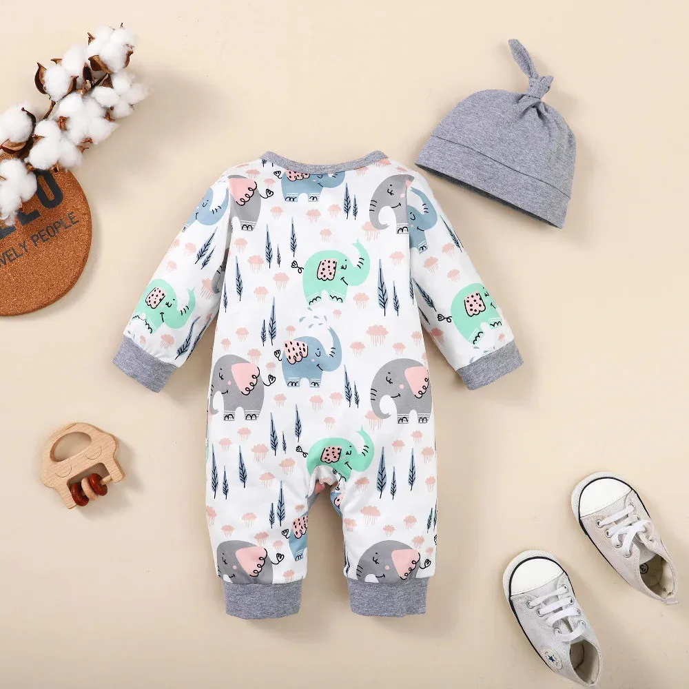 Baby Boy 0-18M Long Animal 2pc Romper Bodysuit