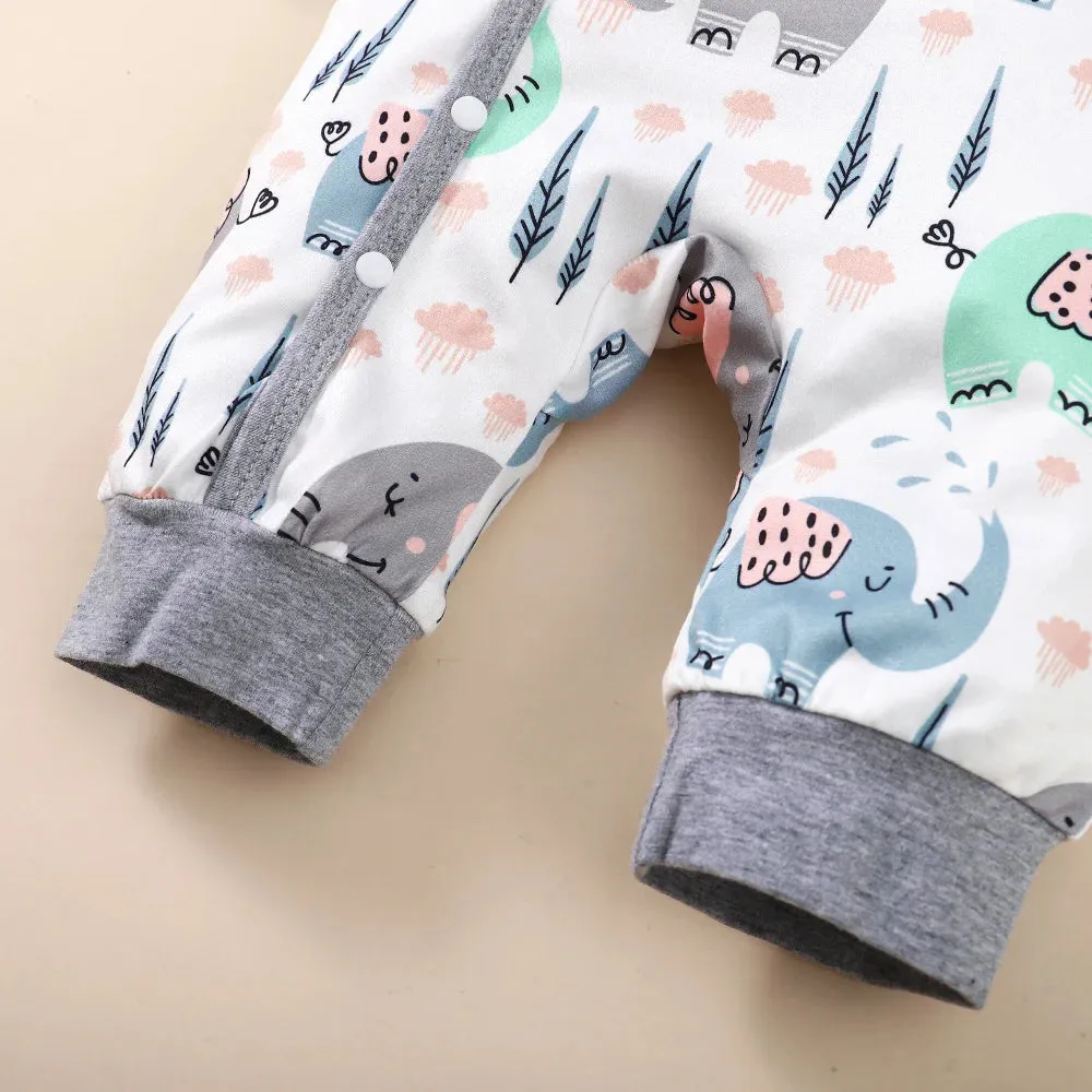 Baby Boy 0-18M Long Animal 2pc Romper Bodysuit
