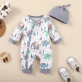 Baby Boy 0-18M Long Animal 2pc Romper Bodysuit