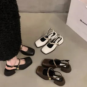 binfenxie  -  Designer Summer Women Mary Jane Shoes Fashion Elegant Chain Thick Heel Shoes Ladies Casual Outdoor Dress Sandalias