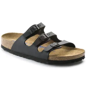Black Birko-Flor Birkenstock Womens Florida Soft Footbed Sandals