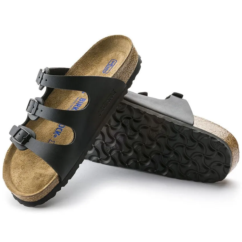 Black Birko-Flor Birkenstock Womens Florida Soft Footbed Sandals