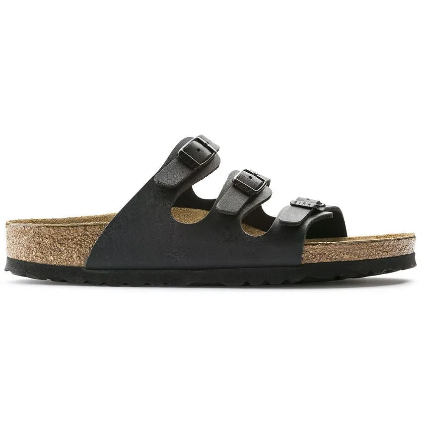 Black Birko-Flor Birkenstock Womens Florida Soft Footbed Sandals