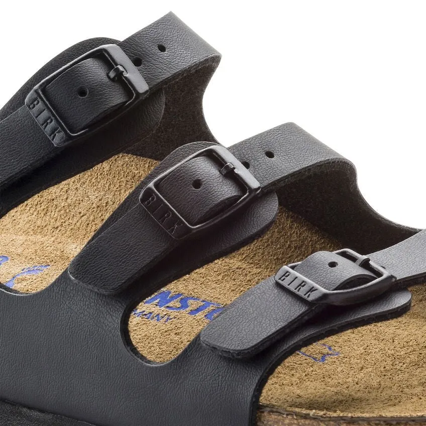 Black Birko-Flor Birkenstock Womens Florida Soft Footbed Sandals