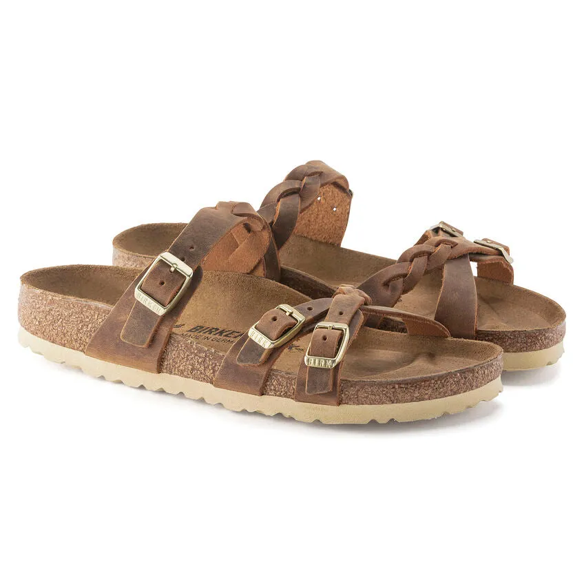 Birkenstock Womens Franca Braid Sandals - Oiled Leather, Available in Regular and Wide Sizes
