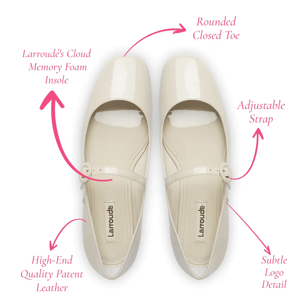 Blair Ballet Flat In Ivory Patent Leather