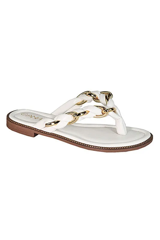 Bonita Chain Link Sandals - White