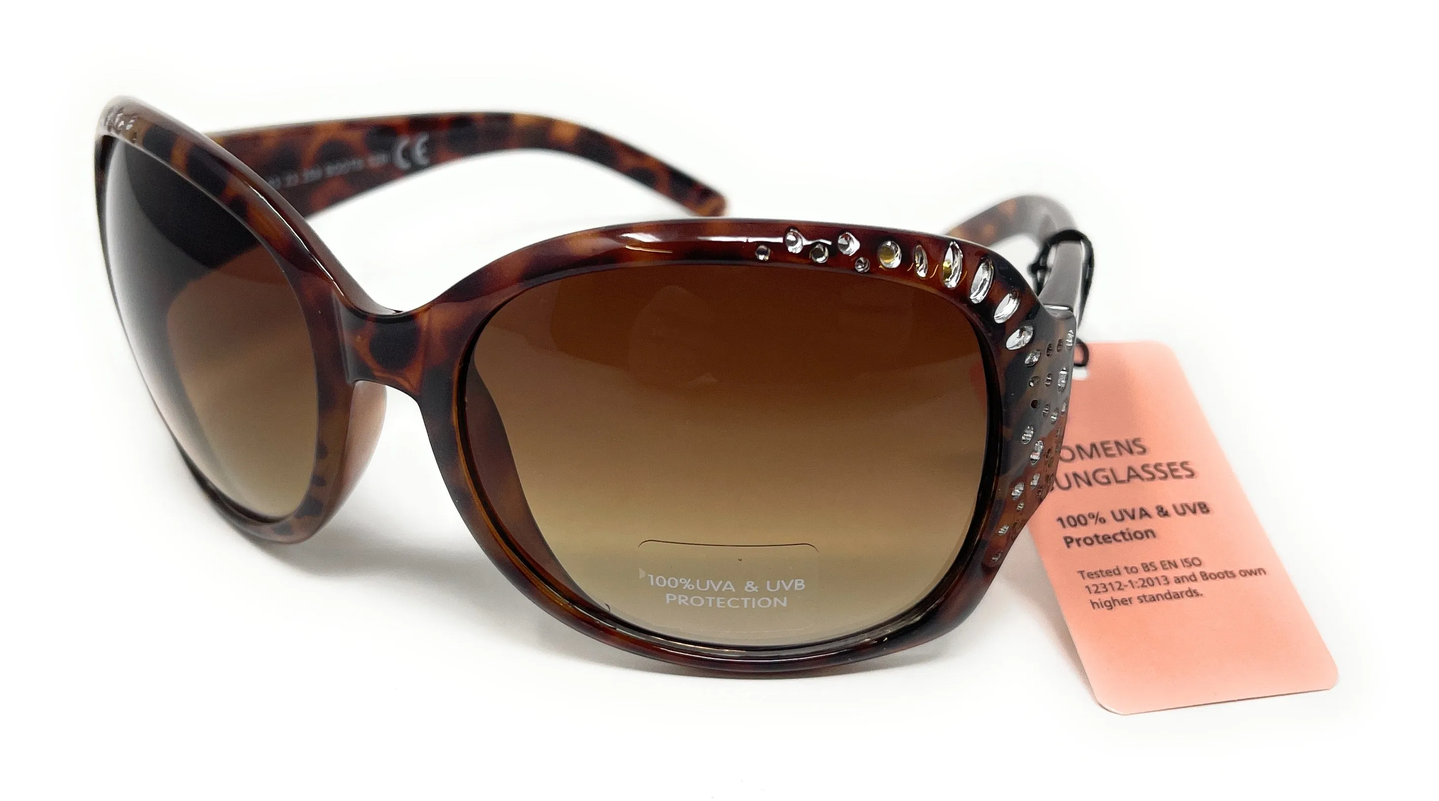 Boots Ladies Sunglasses Brown Tortoise Shell with Silver Detail 028I