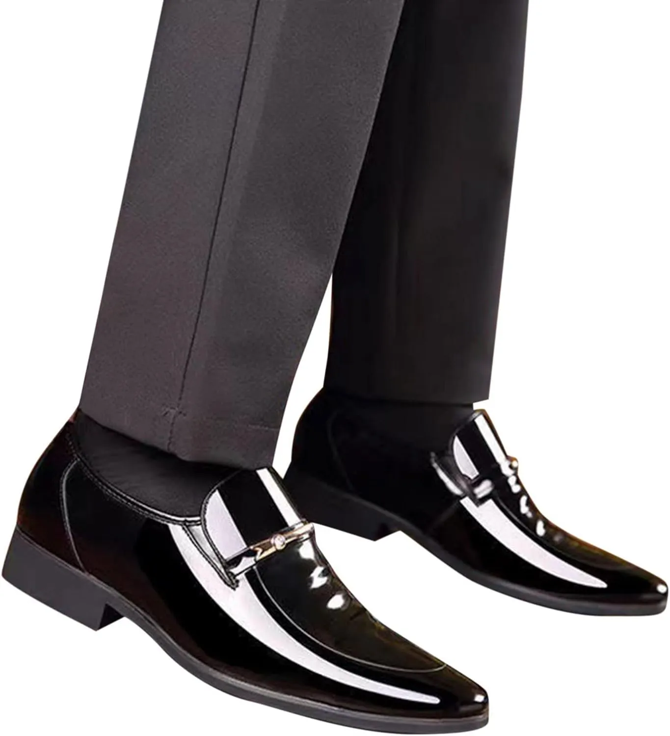 BORAMAX Mens Leather Oxford Shoes Male Pointed Toe Suit Shoes Flats Men Business Shoes wingtip Dress Shoes PU Leather Shoes