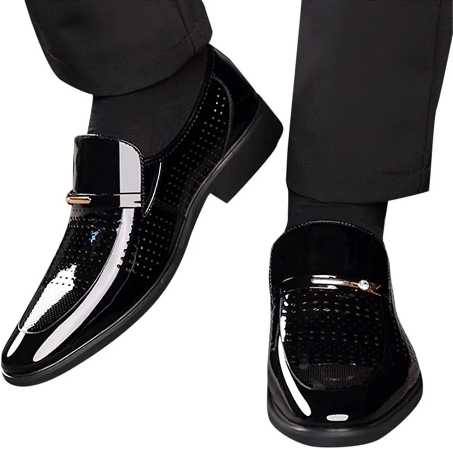 BORAMAX Mens Leather Oxford Shoes Male Pointed Toe Suit Shoes Flats Men Business Shoes wingtip Dress Shoes PU Leather Shoes