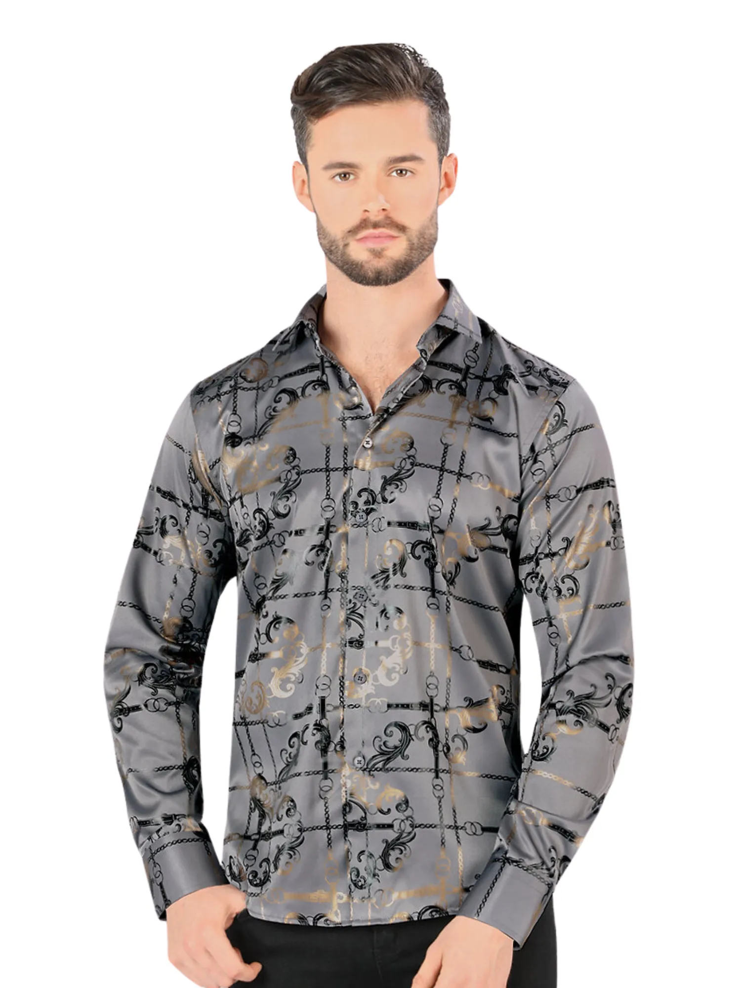 Camisa Casual Manga Larga Estampada para Hombre 'Montero' - ID: 0794