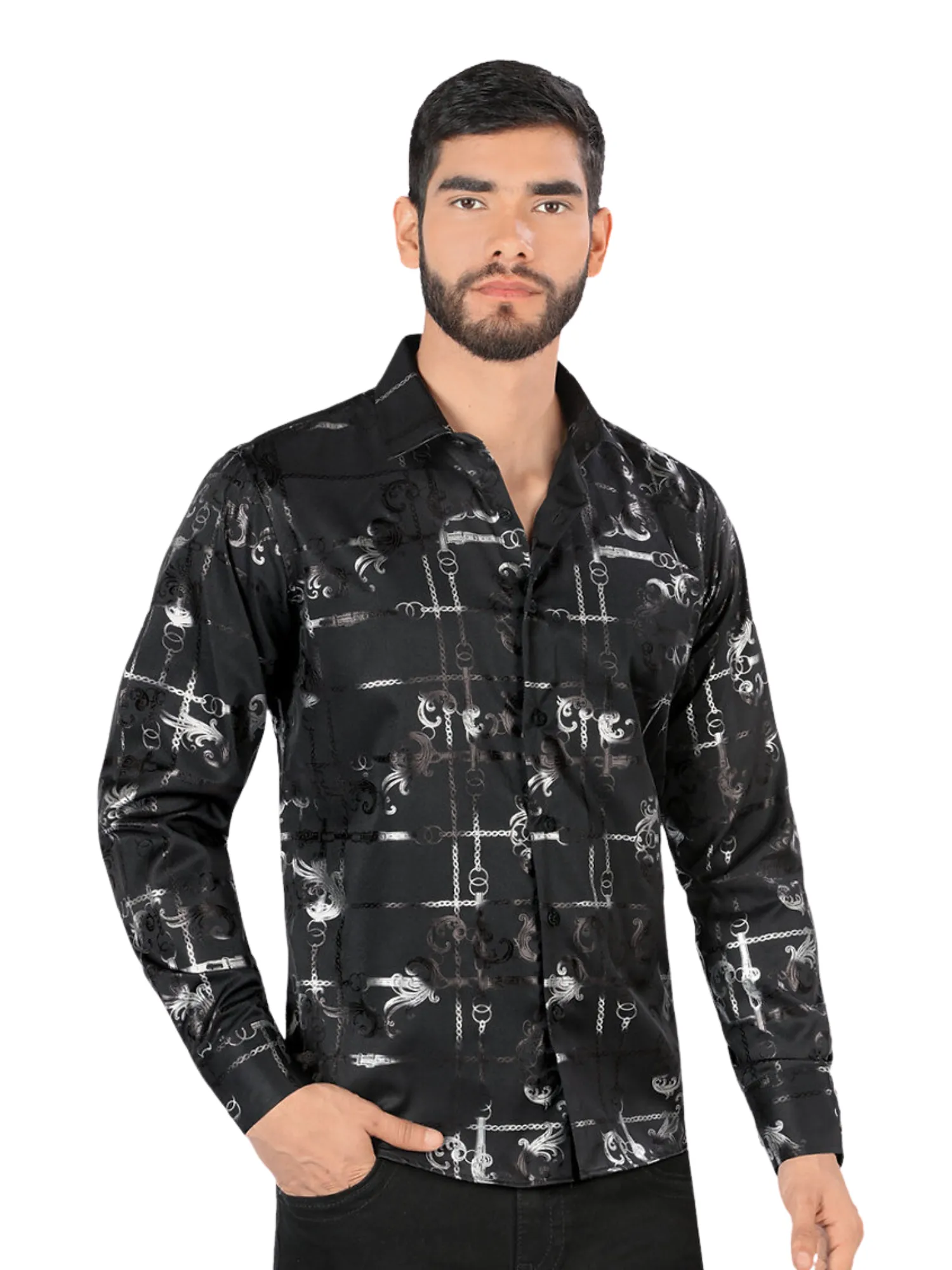 Camisa Casual Manga Larga Estampada para Hombre 'Montero' - ID: 0794