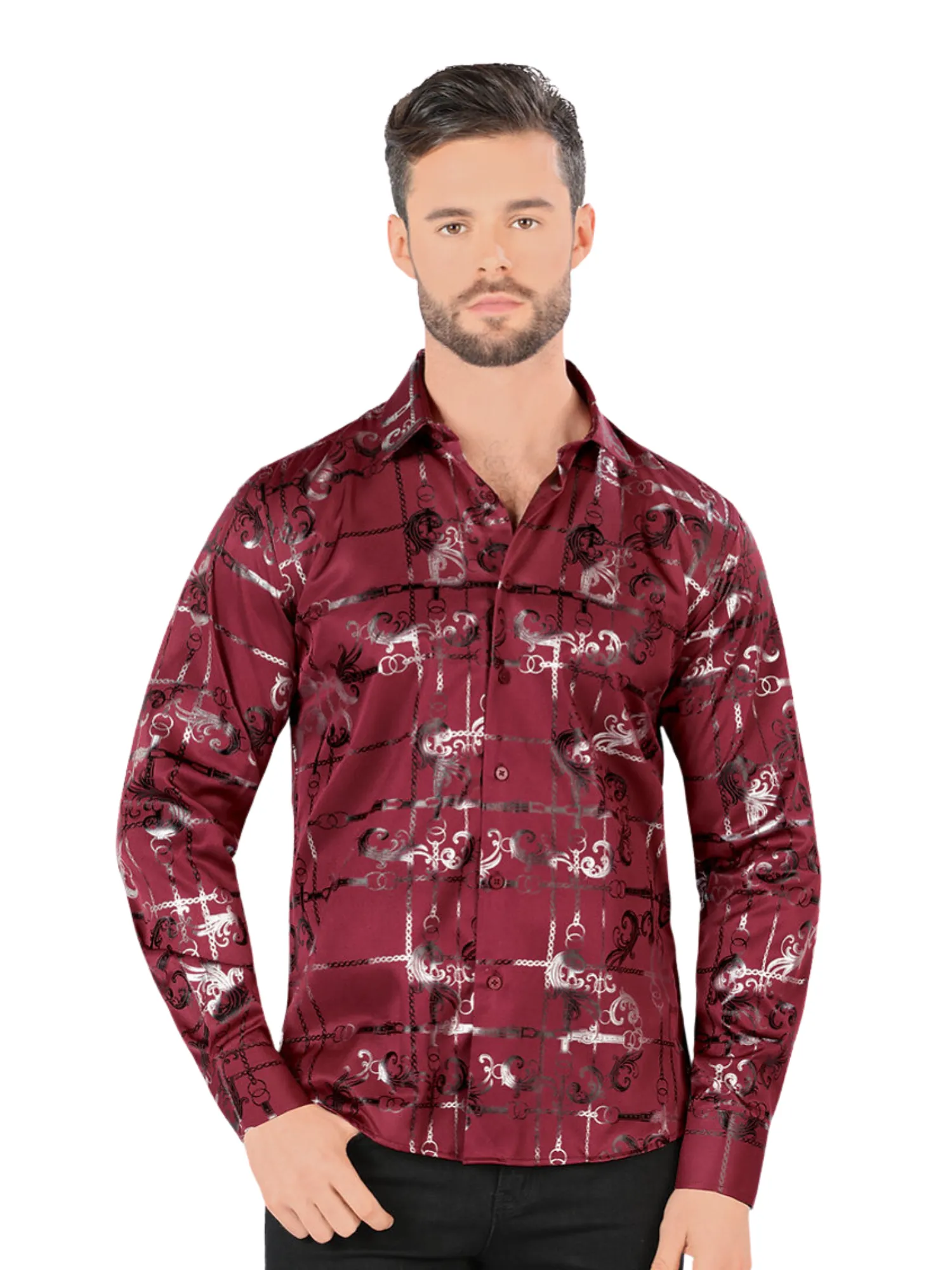Camisa Casual Manga Larga Estampada para Hombre 'Montero' - ID: 0794