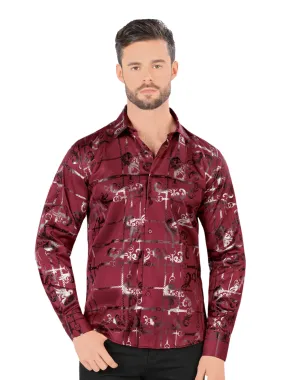 Camisa Casual Manga Larga Estampada para Hombre 'Montero' - ID: 0794