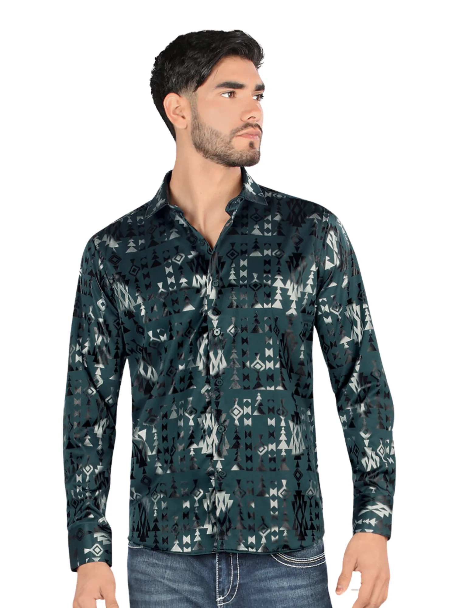 Camisa Casual Manga Larga Estampada para Hombre 'Montero' - ID: 0807