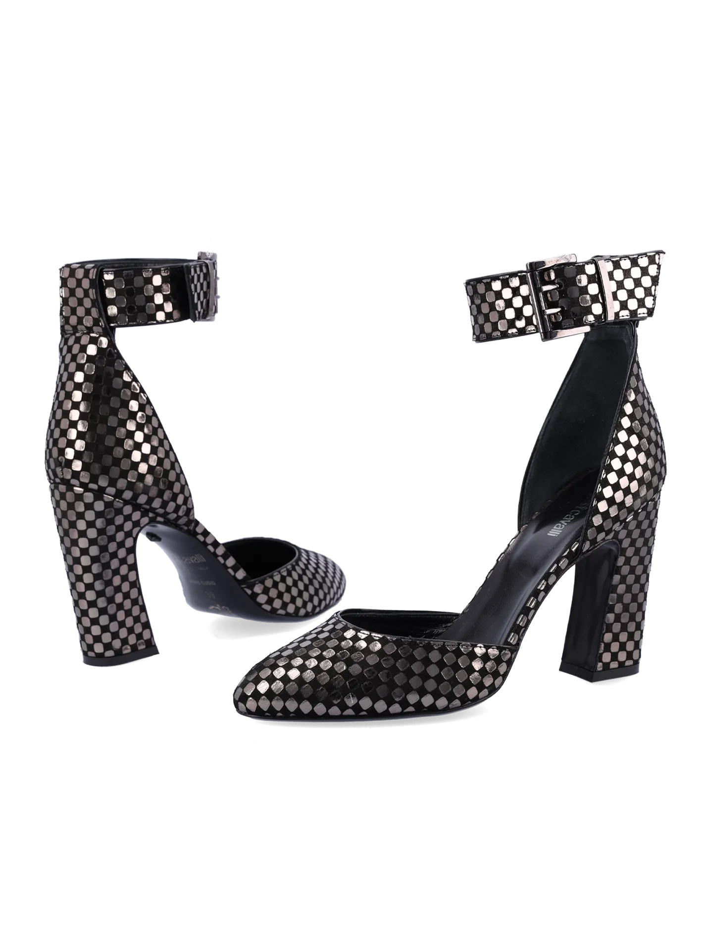 checkered leather pumps