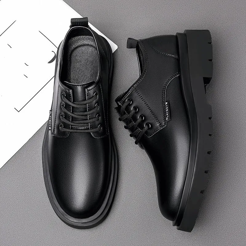 Comfortable Lace-Up Moccasins, Men's Casual Business Platform Shoes, Stylish Leather Loafers for Men, Handmade Leather Oxford Shoes