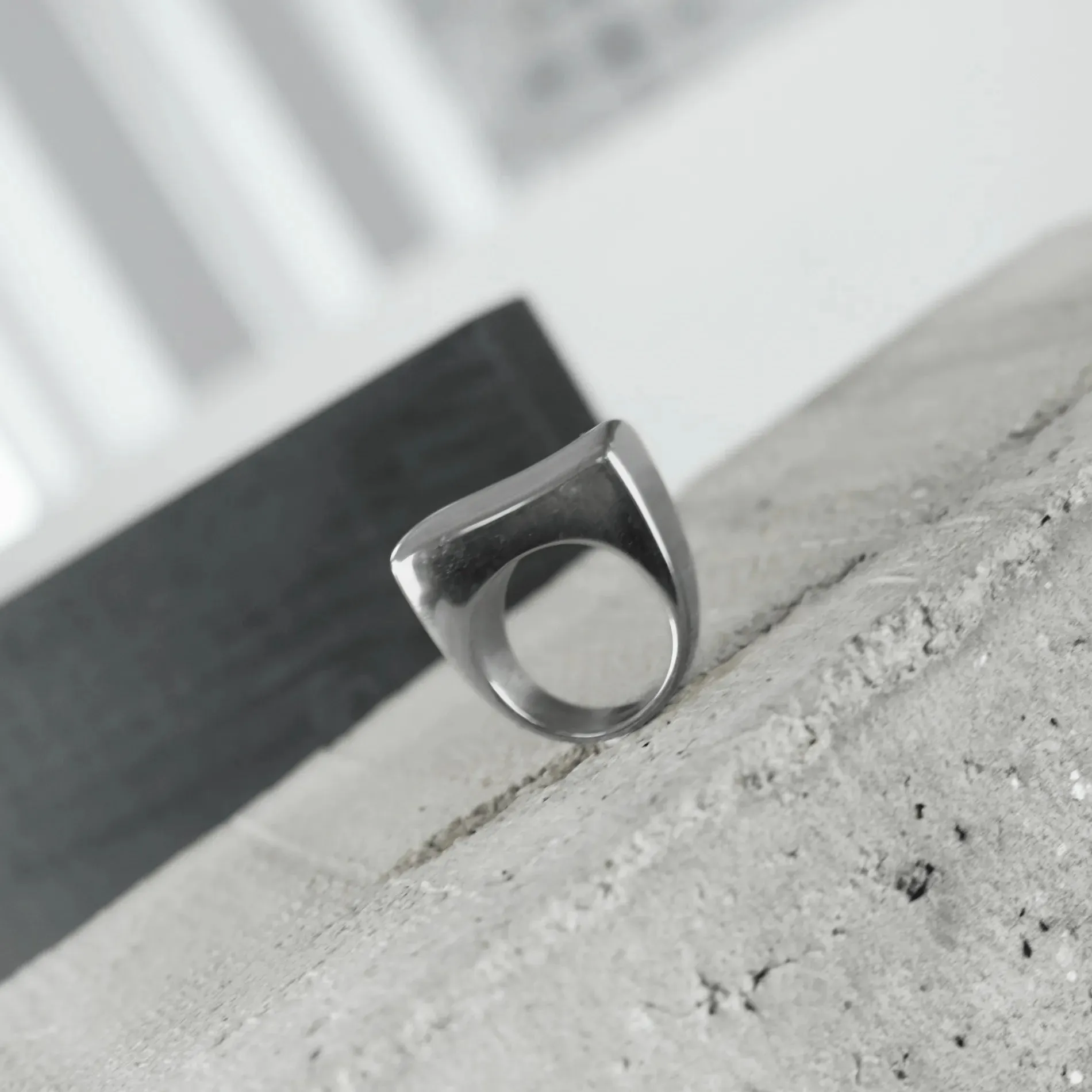 Courage Waterproof Chunky Bar Statement Ring Silver Plating