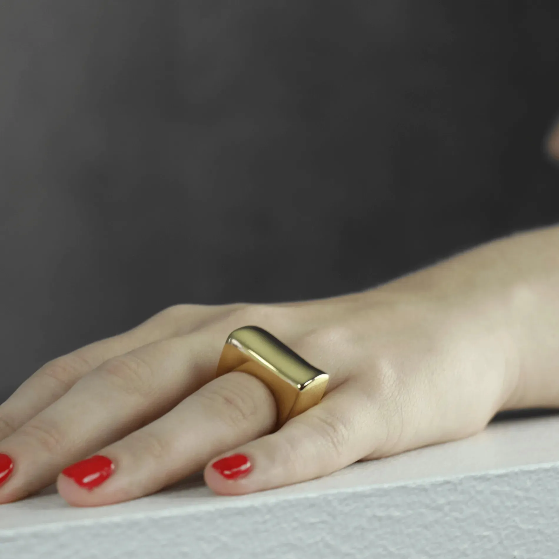 Courage Waterproof Chunky Bar Statement Ring Silver Plating