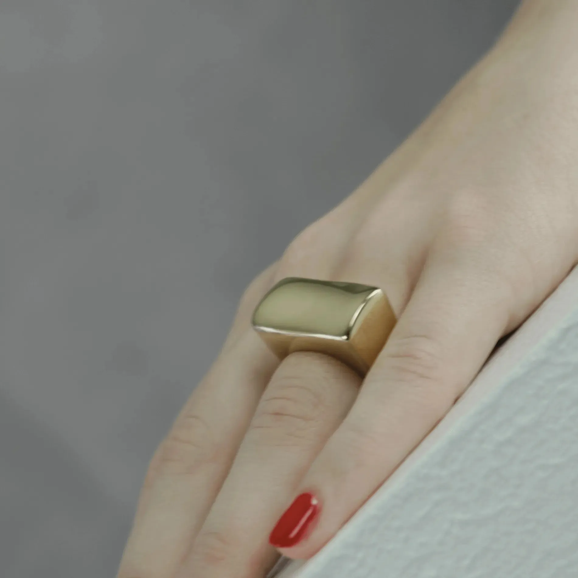 Courage Waterproof Chunky Bar Statement Ring Silver Plating