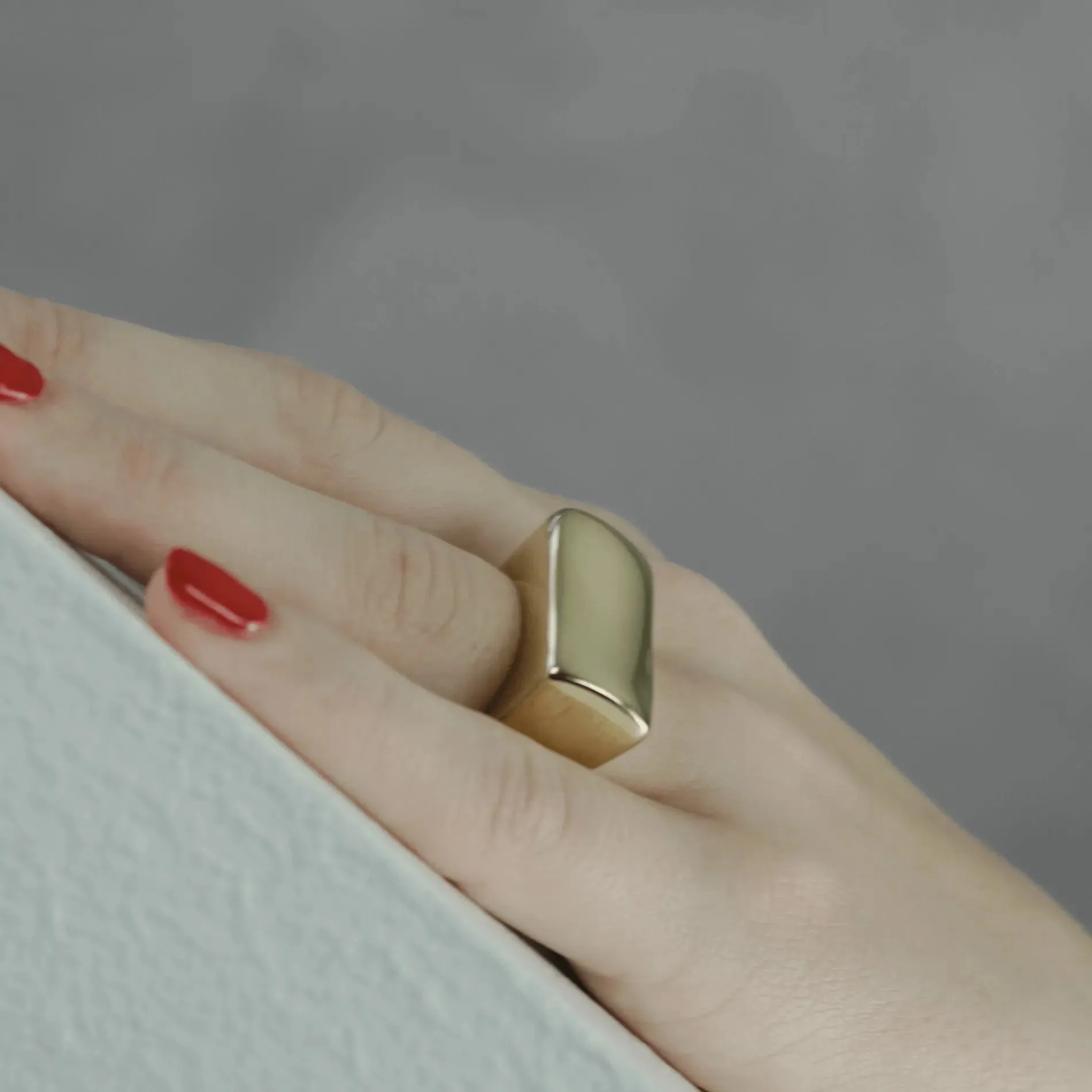 Courage Waterproof Chunky Bar Statement Ring Silver Plating