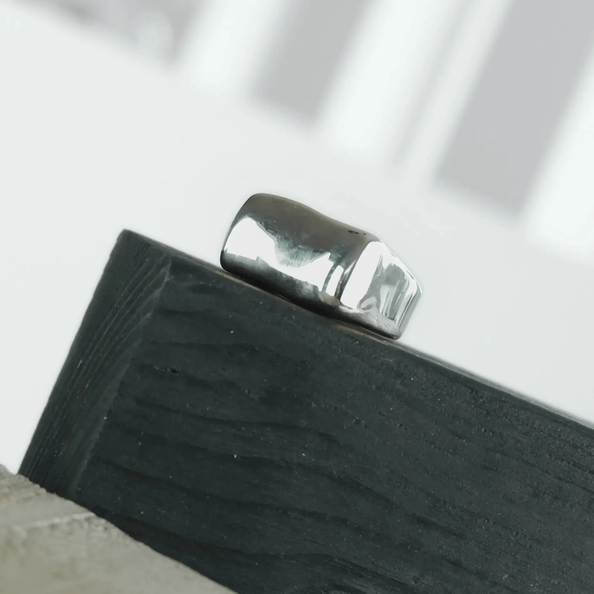 Courage Waterproof Chunky Bar Statement Ring Silver Plating