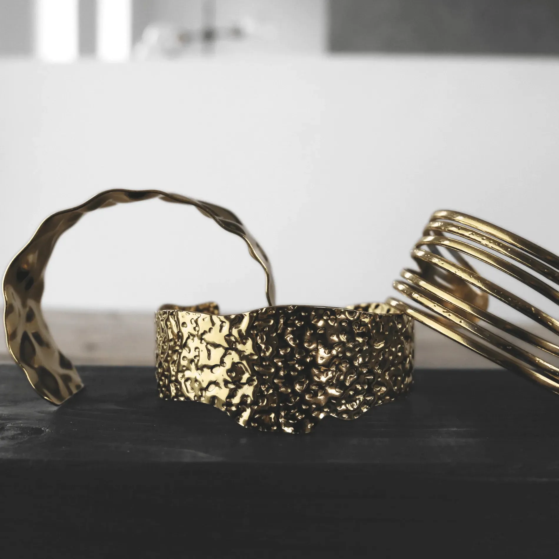 Courage Waterproof Irregular Statement Cuff Bracelet 18K Gold Plating