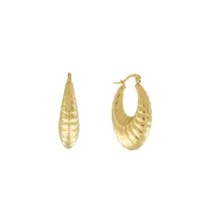 Courage Waterproof Oval Ripple Statement Earring 18K Gold Plating
