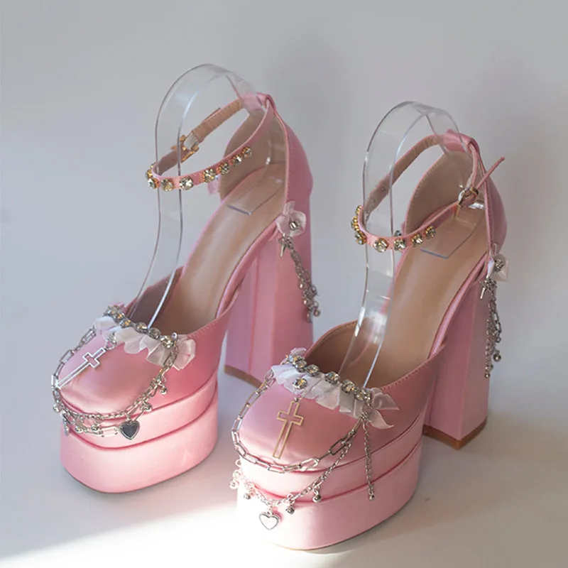 Cross Chain High Heels