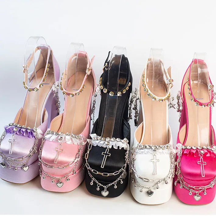 Cross Chain High Heels