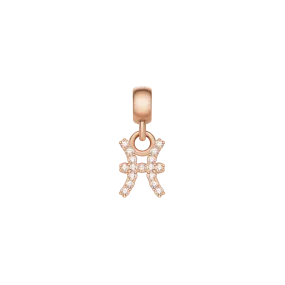 Crystal Zodiac Charm Rose Gold