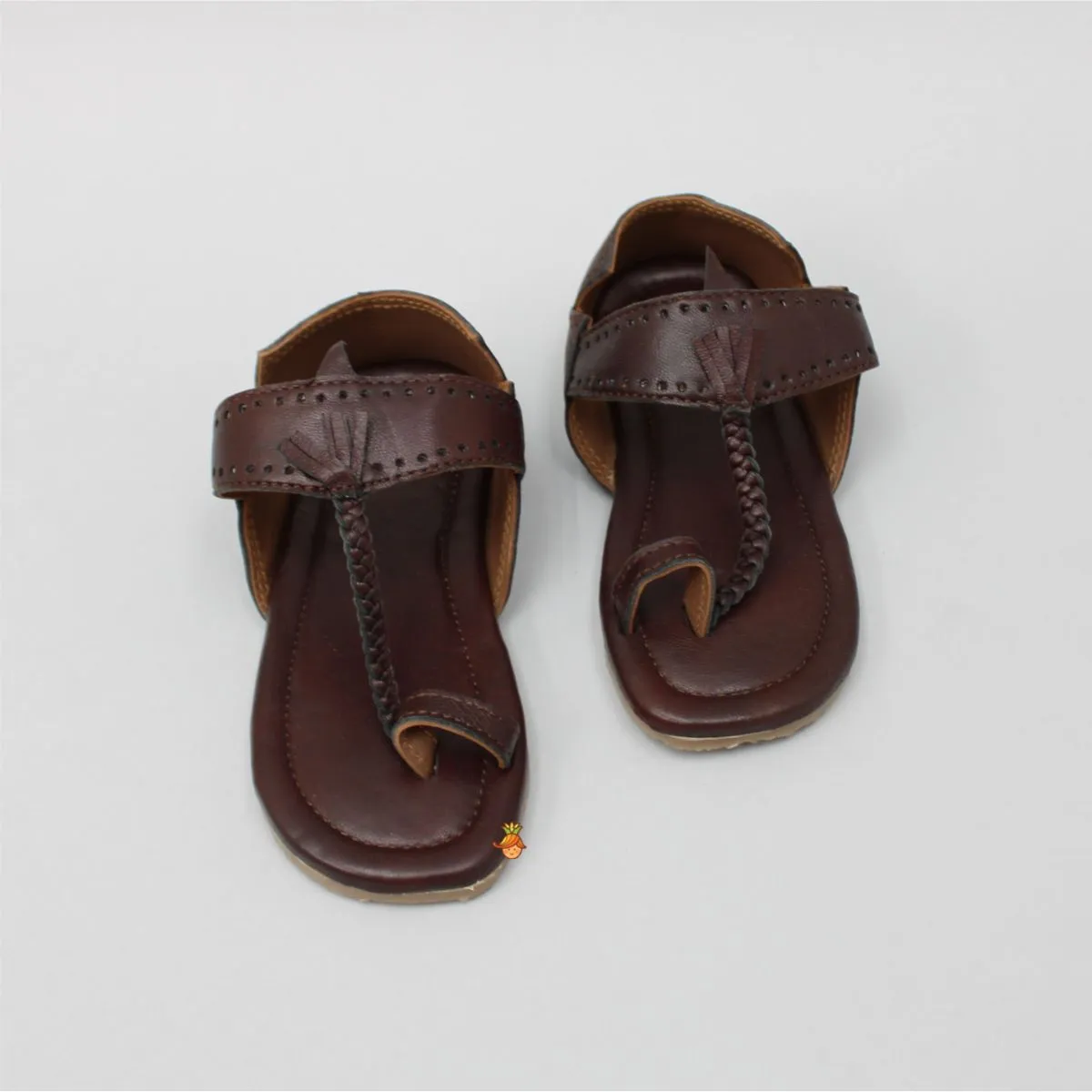 Dark Brown Cut Out Braided Kolhapuri