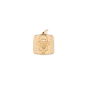 DIAMOND CENTER HAMSA SQUARE TAG CHARM