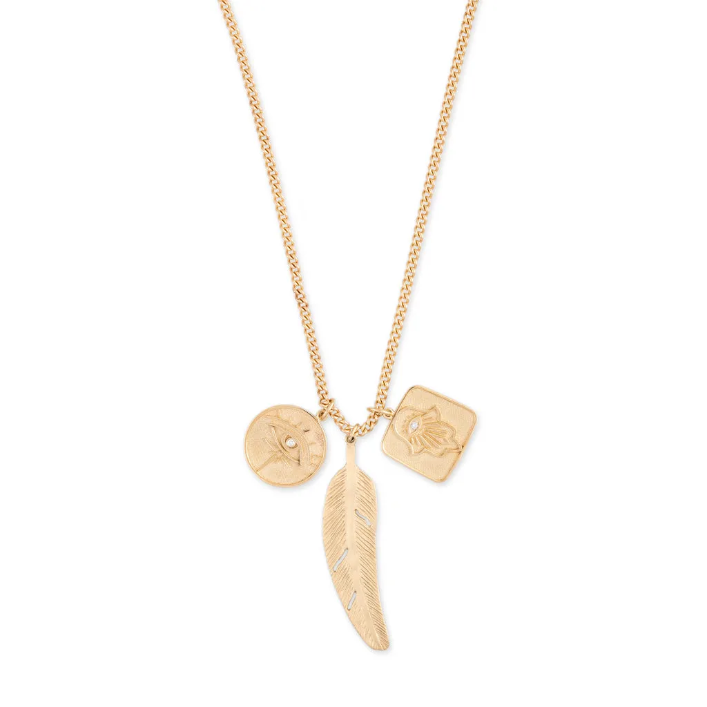 DIAMOND CENTER HAMSA SQUARE TAG CHARM