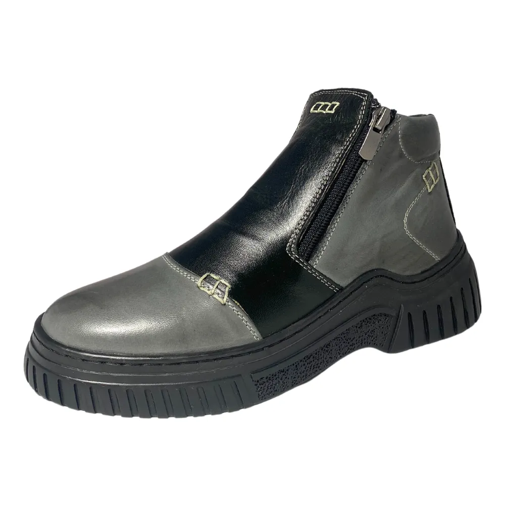 Eric Nurnberg Jade Black/Grey Leather Boot (Women's)