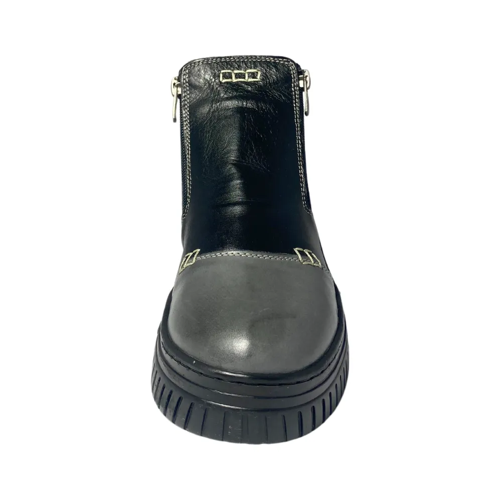 Eric Nurnberg Jade Black/Grey Leather Boot (Women's)