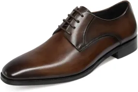 GIFENNSE Men's Handmade Leather Modern Classic Lace up Leather Lined Perforated Dress Oxfords Shoes