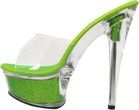 Glitter Clear Platform Slip On High Heel Stilettos